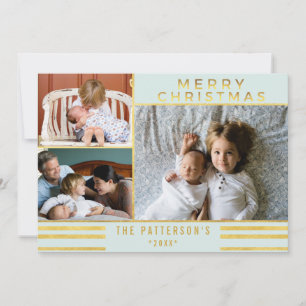 Cartes Pour Fêtes Annuelles Moderne Bleu Or Grandes Noël Salutations de Noël P
