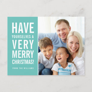 Cartes Pour Fêtes Annuelles MODERNE BOLD TYPE simple très joyeux noël menthe