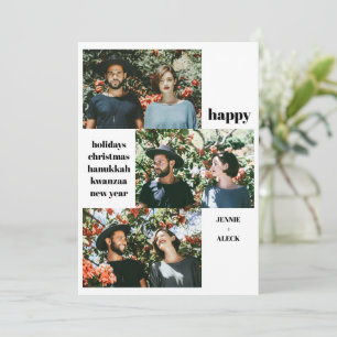 Cartes Pour Fêtes Annuelles Moderne Collage de 3 Photos Noël Noir et Blanc