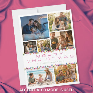Cartes Pour Fêtes Annuelles Moderne collage de 7 photos Joyeux Noël lumières