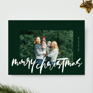 Cartes Pour Fêtes Annuelles moderne design blanc & vert photo joyeux noël