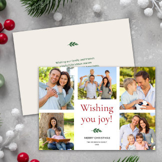 Cartes Pour Fêtes Annuelles Moderne Élégant 5 Photo Collage Joyeux Noël