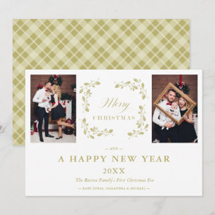Cartes Pour Fêtes Annuelles Moderne Élégant Chic Noël 2 Photos Famille