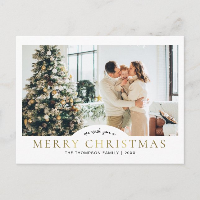 Cartes Pour Fêtes Annuelles Moderne Elegant Classic Gold Joyeux Noël Photo (Devant)