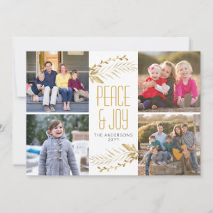 Cartes Pour Fêtes Annuelles Moderne Elegant Gold Peace Joie Noël 5 Photo