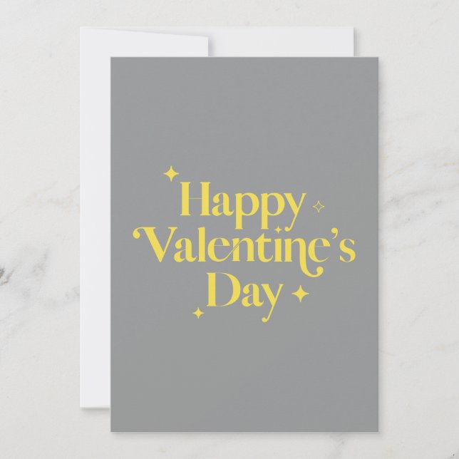 Cartes Pour Fêtes Annuelles Moderne élégant gris jaune Joyeux Jour des Valenti (Devant)