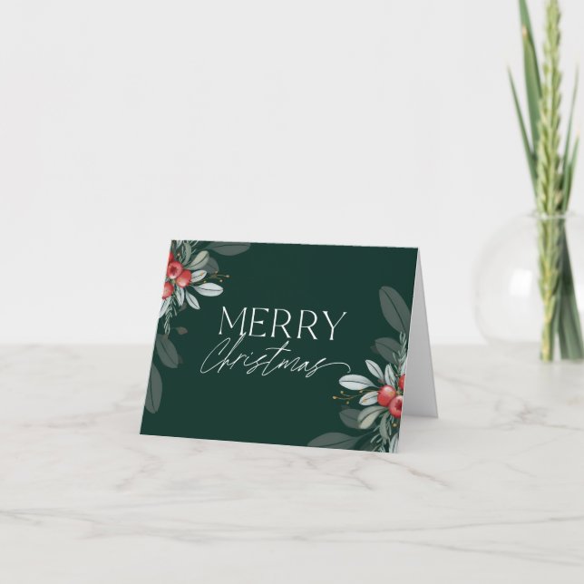 Cartes Pour Fêtes Annuelles Moderne élégant Joyeux Noël vert (Devant)