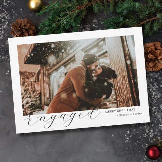Cartes Pour Fêtes Annuelles moderne élégant minimal Noël photo de couple fianc