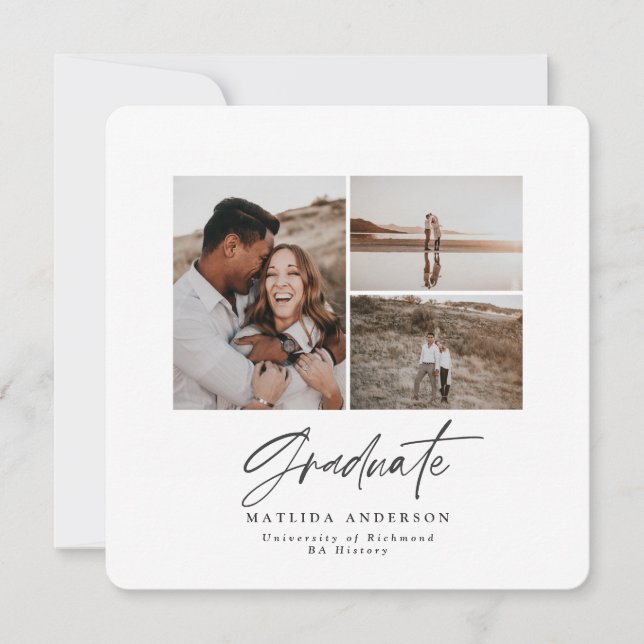 Cartes Pour Fêtes Annuelles moderne élégant script multi photo diplômé (Devant)