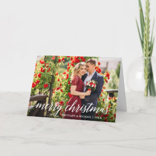 Cartes Pour Fêtes Annuelles Moderne Élégante Calligraphie Script Couple Plier