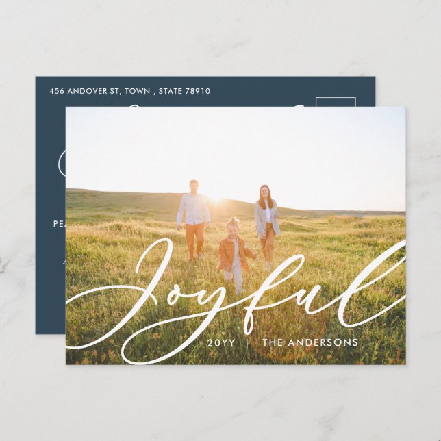 Cartes Pour Fêtes Annuelles Moderne feuillage minimal 1 script photo élégant (Devant / Derrière)