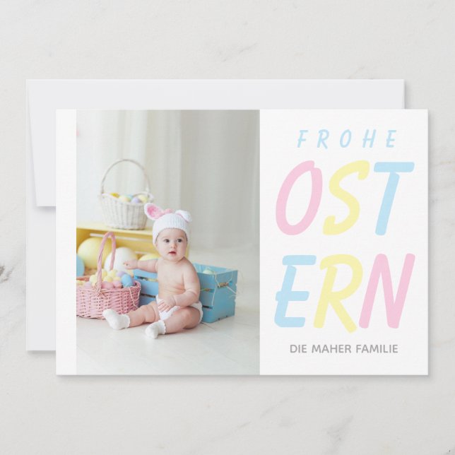 Cartes Pour Fêtes Annuelles Moderne Frohe Ostern Pastel Photo personnalisée (Devant)