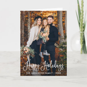 Cartes Pour Fêtes Annuelles Moderne Fun Calligraphie Famille Photo Plier