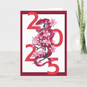 Cartes Pour Fêtes Annuelles Moderne Gras Rouge Chinois Nouvel An 2025 Serpent
