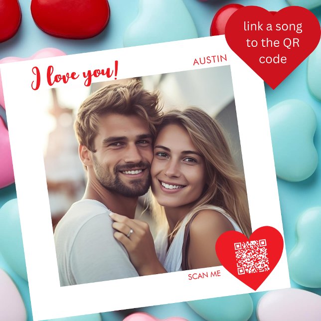 Cartes Pour Fêtes Annuelles Moderne JE T'AIME, votre photo de la Saint-Valenti (Créateur téléchargé)