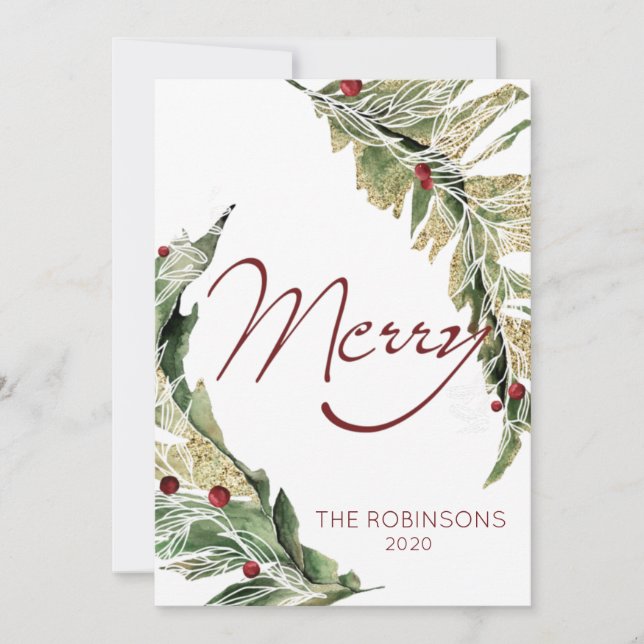 Cartes Pour Fêtes Annuelles Moderne & Joyeux en blanc neige (Devant)
