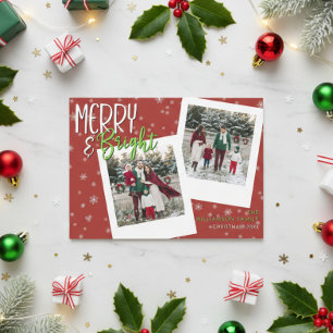Cartes Pour Fêtes Annuelles Moderne Joyeux et Lumineux Photo de Flocon de Neig