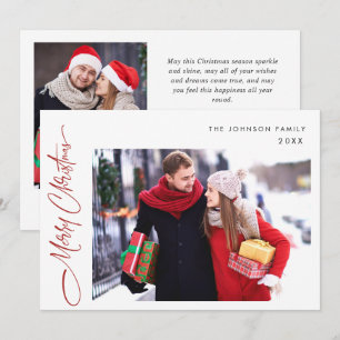 Cartes Pour Fêtes Annuelles Moderne Joyeux Noël 2 PHOTO Salutation QR code