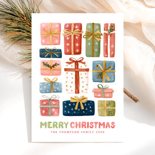 Cartes Pour Fêtes Annuelles Moderne Joyeux Noël Aquarelle Minimaliste