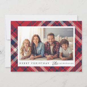 Cartes Pour Fêtes Annuelles Moderne Joyeux Noël en Vichy Personnalisé Photo de
