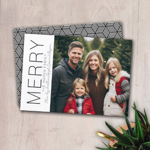 Cartes Pour Fêtes Annuelles Moderne Joyeux Noël Photo Noir Blanc Minimaliste