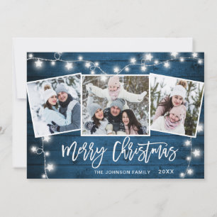 Cartes Pour Fêtes Annuelles Moderne Joyeux Noël Rustique 3 PHOTO Salutation