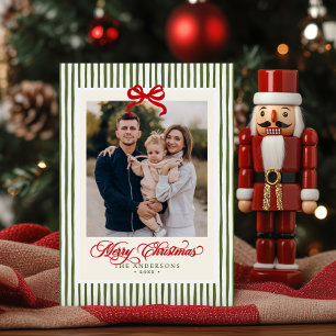 Cartes Pour Fêtes Annuelles Moderne Joyeux Noël Traditionnel Nom & Photo