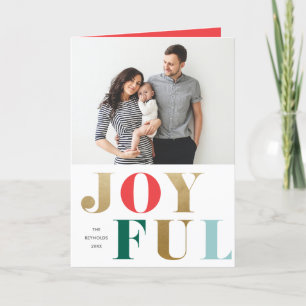 Cartes Pour Fêtes Annuelles Moderne Joyful Type Elegant 2 Photo Noël