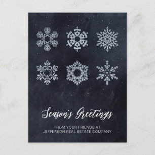 Cartes Pour Fêtes Annuelles Moderne Marine Silver Snowflakes