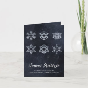 Cartes Pour Fêtes Annuelles Moderne Marine Silver Snowflakes