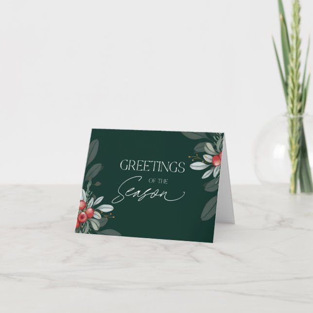 Cartes Pour Fêtes Annuelles Moderne minimal Élégante verdure de Noël (Devant)