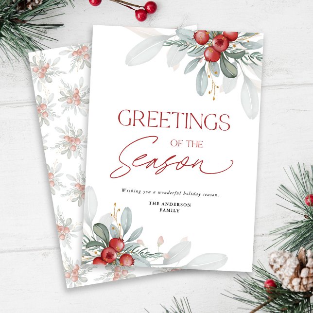 Cartes Pour Fêtes Annuelles Moderne minimal Élégante verdure de Noël (Créateur téléchargé)
