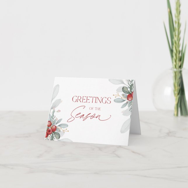 Cartes Pour Fêtes Annuelles Moderne minimal Élégante verdure de Noël (Devant)