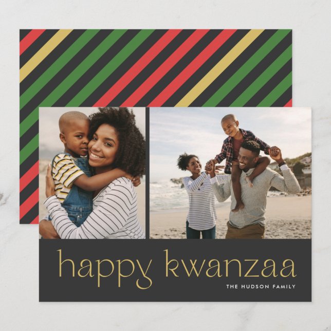 Cartes Pour Fêtes Annuelles Moderne minimal Joyeux Kwanzaa Deux Photo voiture  (Devant / Derrière)
