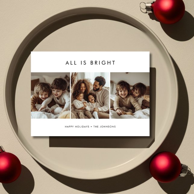 Cartes Pour Fêtes Annuelles Moderne Minimal Tout Est Lumineux Enfants Photo No (Créateur téléchargé)