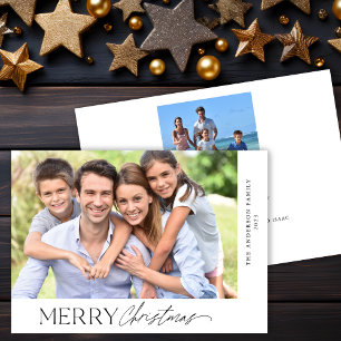 Cartes Pour Fêtes Annuelles Moderne minimaliste 2 photo Joyeux script de Noël