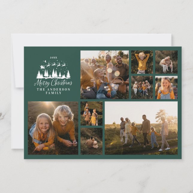 Cartes Pour Fêtes Annuelles Moderne minimaliste collage photo Noël élégant (Devant)