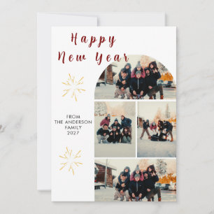 Cartes Pour Fêtes Annuelles Moderne Minimaliste Multi Photo Arche Bonne Année