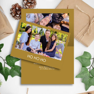 Cartes Pour Fêtes Annuelles Moderne Minimaliste Or "HO HO HO" Photo 