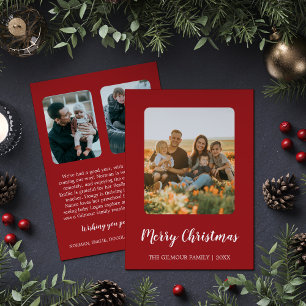 Cartes Pour Fêtes Annuelles Moderne minimaliste Red 3 Photo Christmas Update