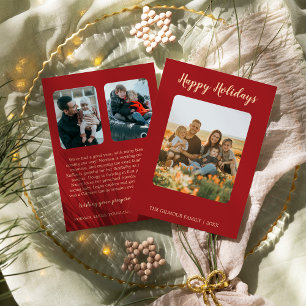 Cartes Pour Fêtes Annuelles Moderne minimaliste Rouge 3 Photo Happy Holidays N