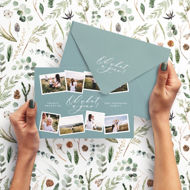 Cartes Pour Fêtes Annuelles Moderne minimum 8 photo nouvelle année bleu (Créateur téléchargé)
