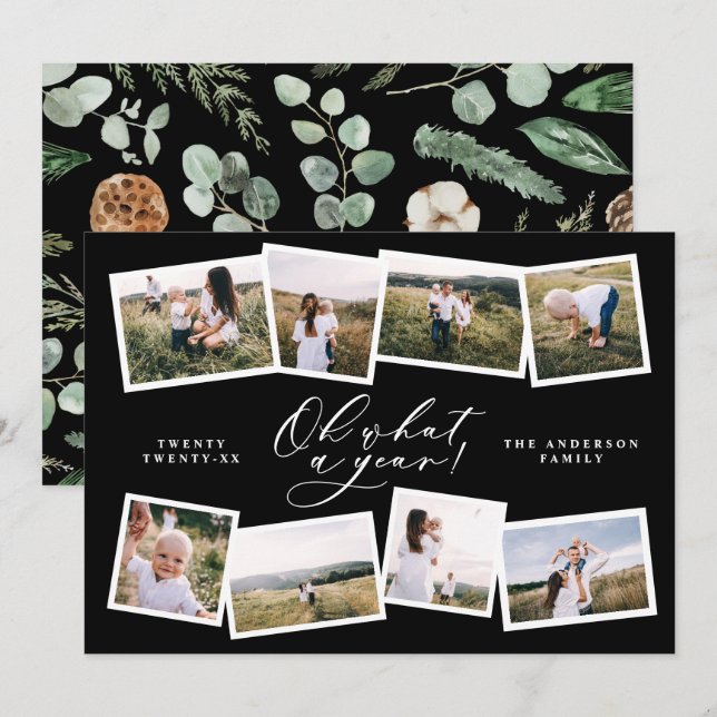 Cartes Pour Fêtes Annuelles Moderne minimum 8 photo nouvelle année famille noi (Devant / Derrière)