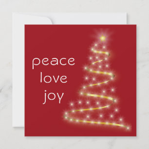 Cartes Pour Fêtes Annuelles Moderne Peace Love Joy Red Gold