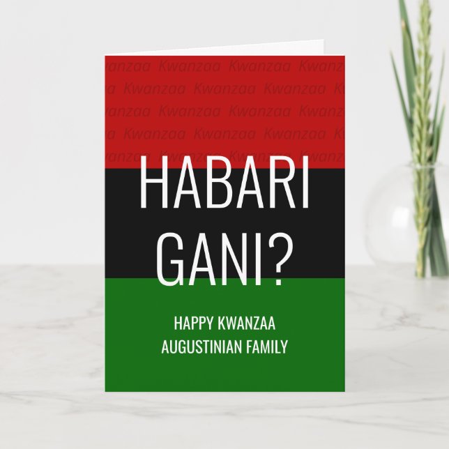 Cartes Pour Fêtes Annuelles Moderne personnalisé HABARI GANI Kwanzaa (Devant)