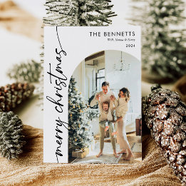 Cartes Pour Fêtes Annuelles Moderne Photo d'Arche de Noël Bohème
