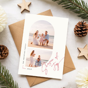 Cartes Pour Fêtes Annuelles Moderne Photo de Famille en Arc pour Noël
