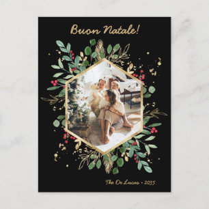 Cartes Pour Fêtes Annuelles Moderne Photo de Feuillage Botanique Buon Natale