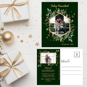 Cartes Pour Fêtes Annuelles Moderne Photo de Feuillage Botanique Feliz Navidad