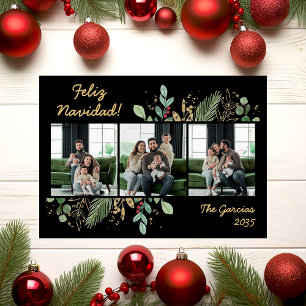 Cartes Pour Fêtes Annuelles Moderne Photo de Feuillage Botanique Feliz Navidad